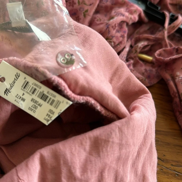 Madewell Floral Ruffle Neck Open Back Mini Dress in Vintage Quartz Size 4 NWT - Picture 11 of 12